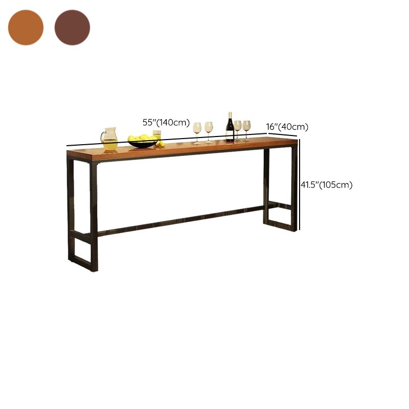 Mesa de bar industrial para vino, mesa de bistró con tapa de madera maciza y base negra