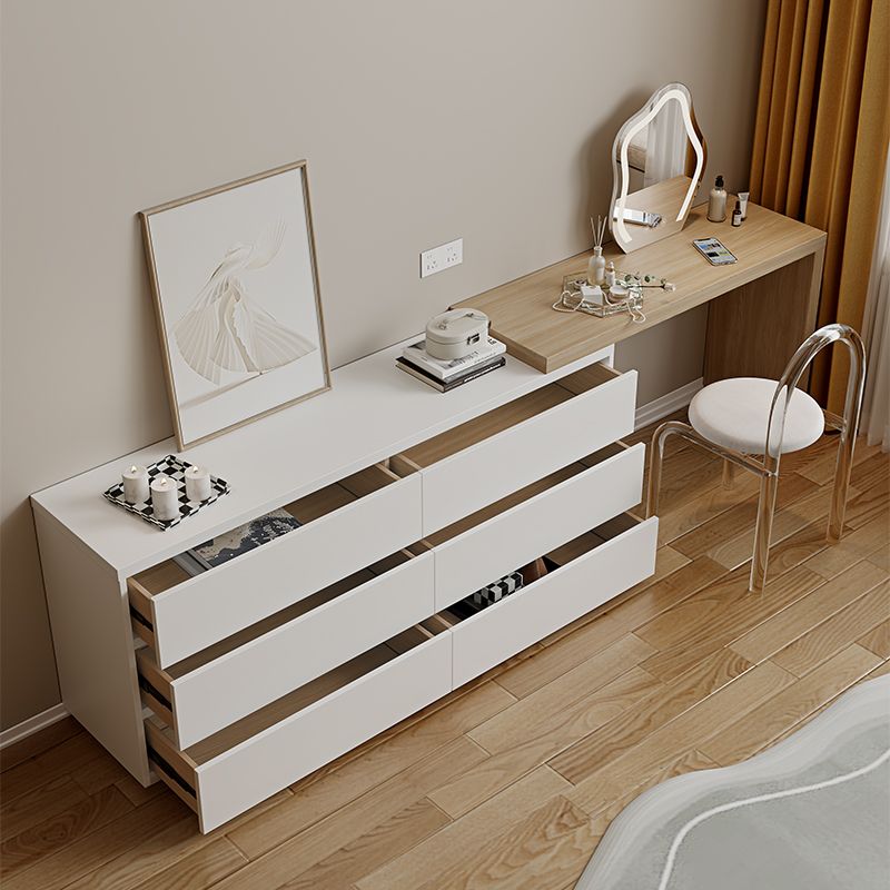 15,74 "tavolo da banco per trucco bianco di vanità largo con 6 cassetti
