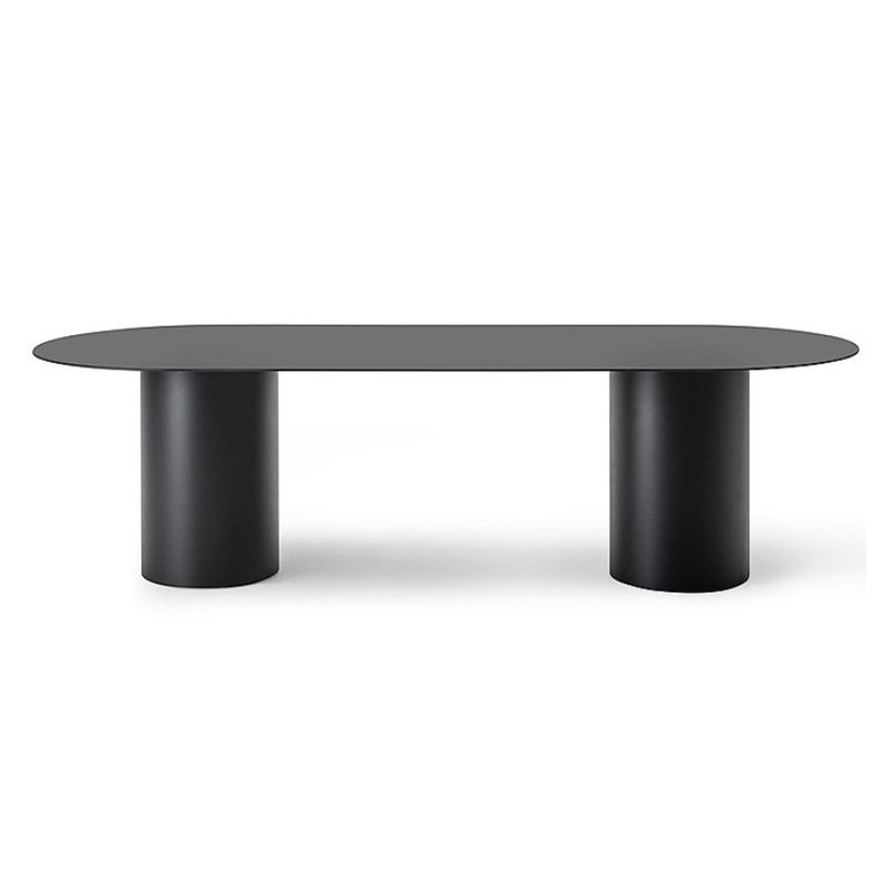 Oval Modern Dining Table Solid Wood Fixed Table with Double Pedestal Base Clearhalo ' dining_table' 'Dining Tables & Seating' 'Dining Tables' 'furn' 'furn_dining_table' 'Furniture' 'furniture_dining_table' 'Kitchen & Dining Furniture' 'kitchen&dining_furn' 'kitchen' 'kitchen_dining_table' 1200x1200_dacf6a33-2630-4414-8d23-0fbcc5397f5f