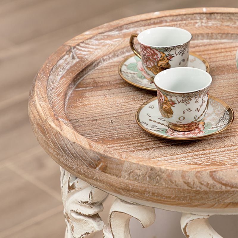 Black/wood/yellow Solid Wood Round Coffee Table with Frame Base Cocktail Table Clearhalo 'Coffee & Accent Tables' 'End & Side Tables' 'end_side_table' 'end_side_tables' 'furn' 'furn_end_side_tables' 'Furniture' 'furniture_end_side_table' 'Living Room Furniture' 1200x1200_dacf77a3-3308-49ab-8566-fd54701fdd16