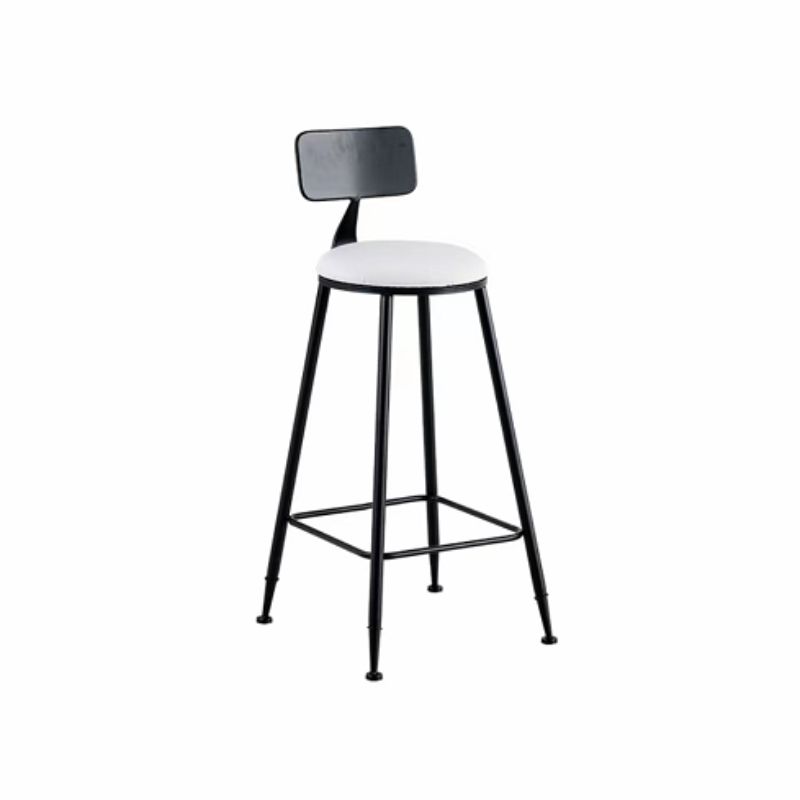 Glam Low Back Dining Stools Round Upholstered Bar Stools with Footrest