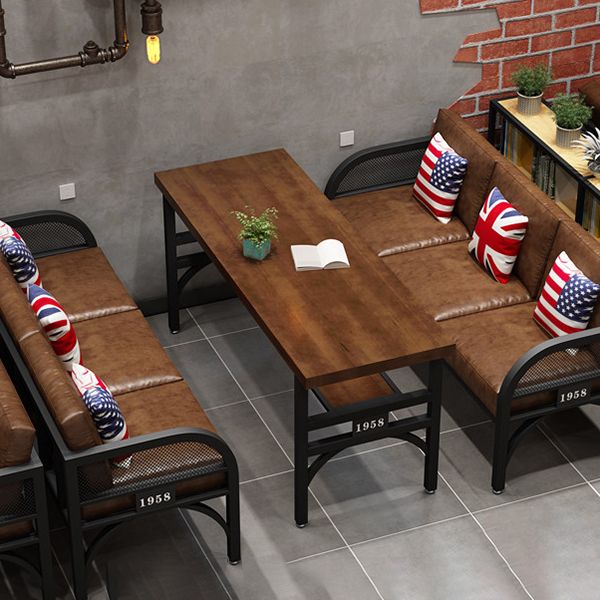Industrial Solid Wood Dinner Room Kitchen Table Brown Table with Black Frame for Dining Room Clearhalo ' dining_table' 'Dining Tables & Seating' 'Dining Tables' 'furn' 'furn_dining_table' 'Furniture' 'furniture_dining_table' 'Kitchen & Dining Furniture' 'kitchen&dining_furn' 'kitchen' 'kitchen_dining_table' 1200x1200_dad2045e-6e1f-4e20-bf70-61e3f34763e5