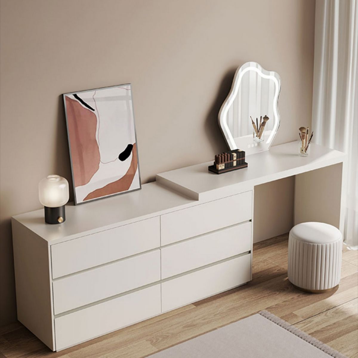 Hedendaagse make-uptafel met 6-landen en ontlasting-29,5 "H