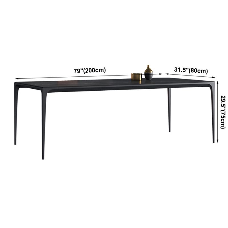 Sintered Stone Black Dining Table Modern Style 4 Legs Table for Dining Room Clearhalo ' dining_table' 'Dining Tables & Seating' 'Dining Tables' 'furn' 'furn_dining_table' 'Furniture' 'furniture_dining_table' 'Kitchen & Dining Furniture' 'kitchen&dining_furn' 'kitchen' 'kitchen_dining_table' 1200x1200_dad77e48-a352-4b35-ab0b-6aa57ba93879