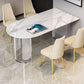Stone Center Top Dining table Acrylic Double Pedestal Modern White Dinette Table Clearhalo 'Dining Tables & Seating' 'Dining Tables' 'dining_table' 'furn' 'furn_dining_table' 'Furniture' 'furniture_dining_table' 'Kitchen & Dining Furniture' 1200x1200_dad968df-9443-438a-b60b-b9347c206cb3