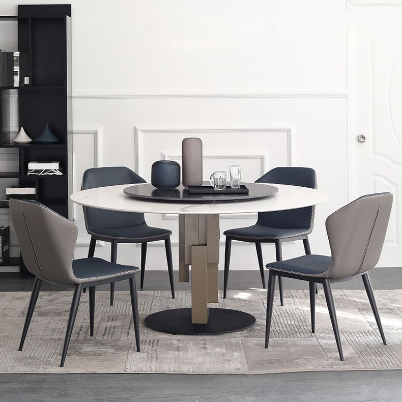 モダンレザーホームサイドチェアマットフィニッシュウィングバックダイニングチェア