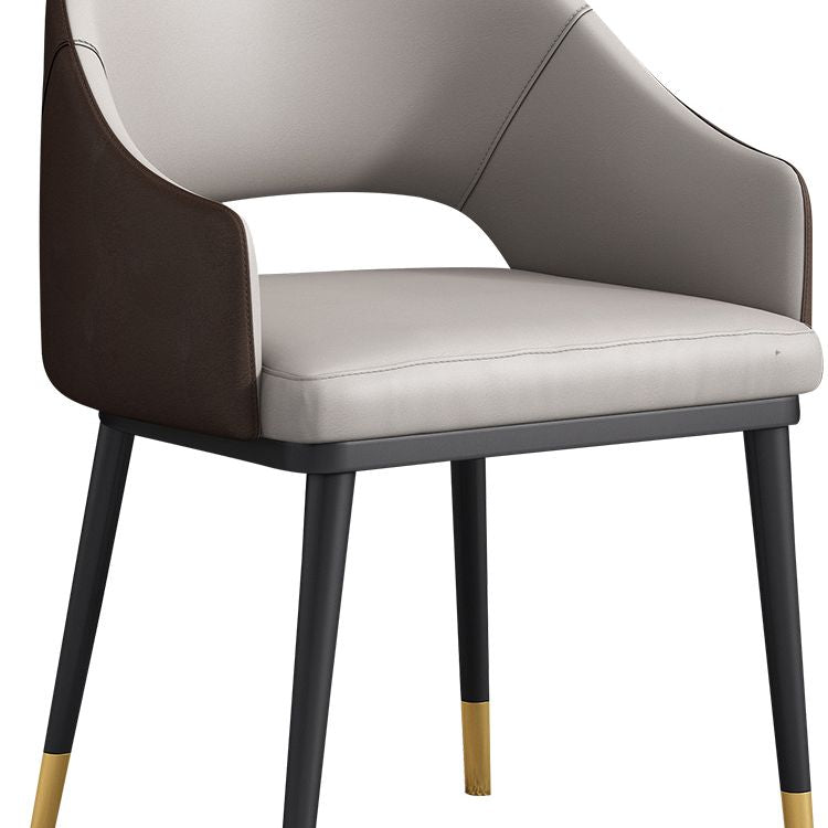 Glam Upholstered Arm Chair Faux Leather Open Back Dining Arm Chair for Home Clearhalo 'Dining Chairs' 'Dining Tables & Seating' 'dining_chair' 'furn' 'furn_dining_chair' 'Furniture' 'Kitchen & Dining Furniture' 1200x1200_dadc2339-fef8-44ee-9414-44f034bc6124