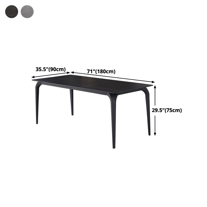 Rectangle 4 Legs Industrial Table Sintered Stone Fixed Table for Kitchen Clearhalo ' dining_table' 'Dining Tables & Seating' 'Dining Tables' 'furn' 'furn_dining_table' 'Furniture' 'furniture_dining_table' 'Kitchen & Dining Furniture' 'kitchen&dining_furn' 'kitchen' 'kitchen_dining_table' 1200x1200_dadda531-753b-4480-8b0f-af7211ff6395