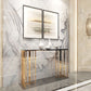 Tavolo della console glam tavolo accento rettangolo in marmo in oro, altezza 31,5 pollici