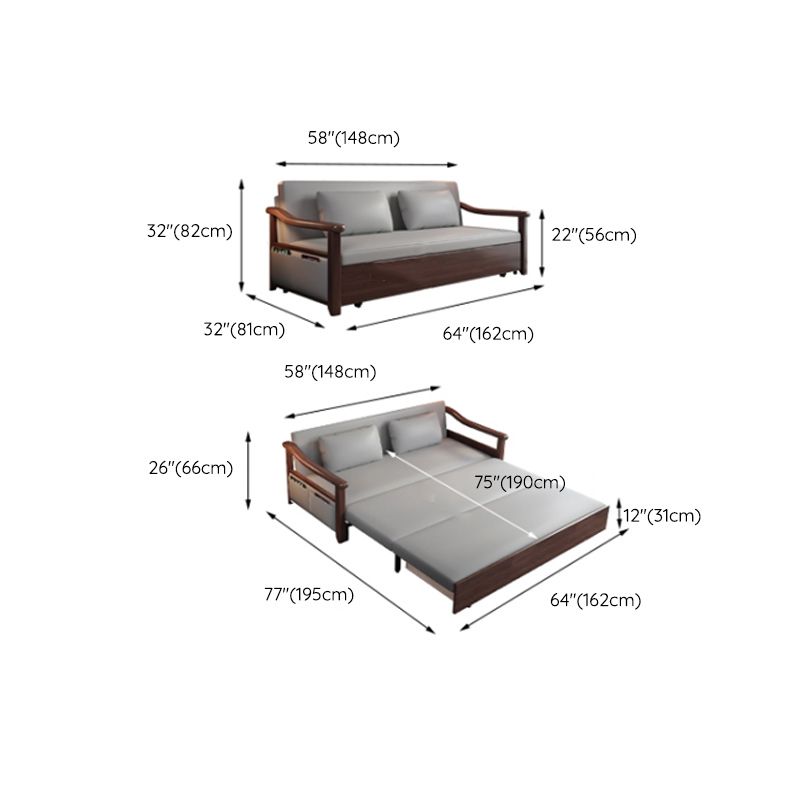 Canapé-lit en caoutchouc avec boîte de canapé de bras incliné en faux cuir en cuir en cuir