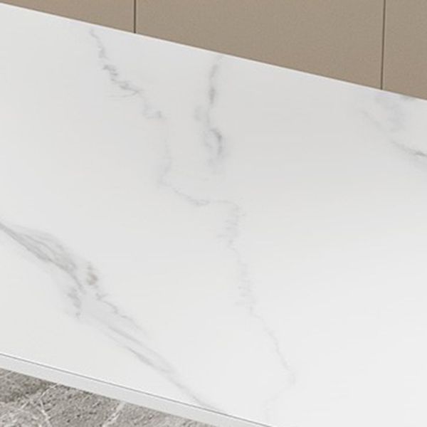 Set tavolo da pranzo moderno rettangolare Set dinette da 1/2/5/7 pezzi con piano in pietra sinterizzata bianca