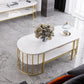 Glam Style Oval Coffee Table with Marble Top and 1 Shelf in White Clearhalo 'Coffee & Accent Tables' 'Coffee Tables' 'coffee_tables' 'furn' 'furn_coffee_tables' 'Furniture' 'Living Room Furniture' 1200x1200_dadfb1bd-fff9-4c36-9ac8-ce9743f5000f