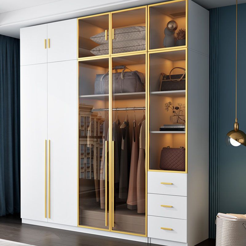 Gabinete de almacenamiento de dormitorio con puertas de vidrio marrón gabinete de puerta con bisagras contemporáneas