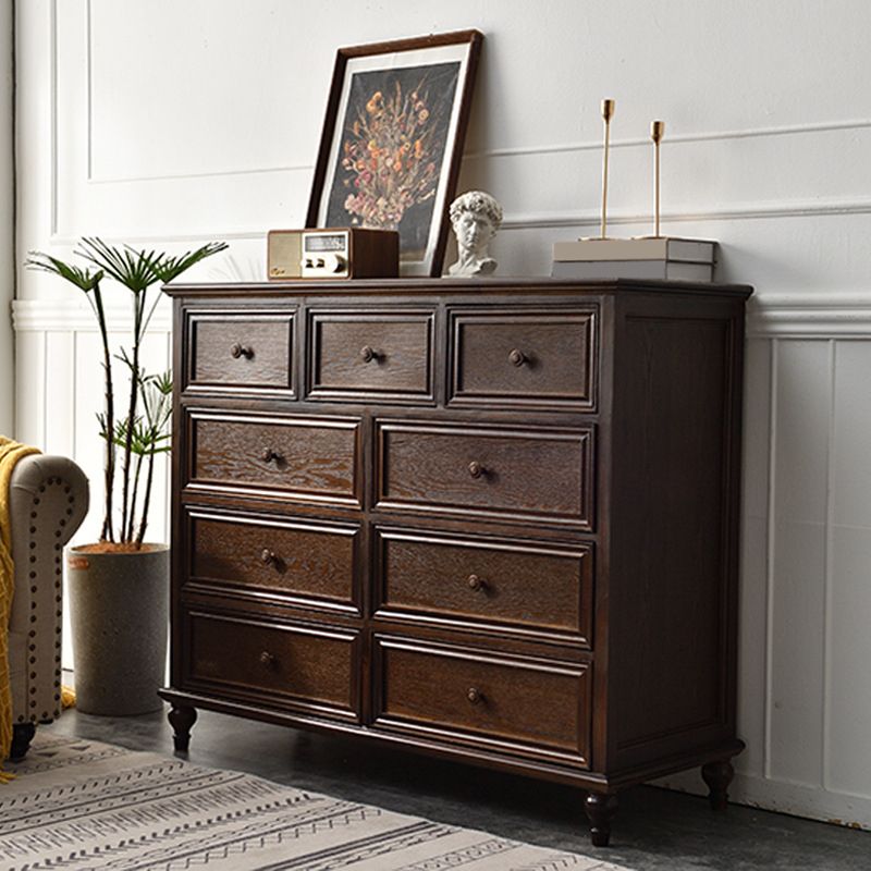Commode de rangement en bois massif, commode traditionnelle avec tiroirs