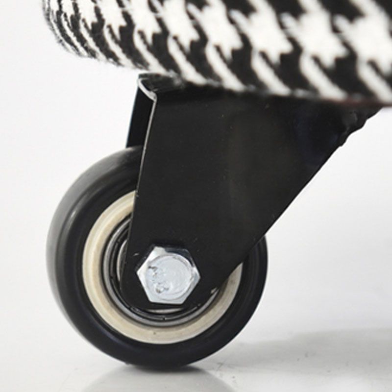 Cotton Blend Ottoman Houndstooth Pattern Fade Resistant Round Ottoman with Wheels Clearhalo 'furn' 'furn_ottomans_poufs' 'Furniture' 'Living Room Furniture' 'Ottomans & Poufs' 'ottomans_poufs' 1200x1200_dae12d02-3239-43de-9ee3-fd6c0a8f4139