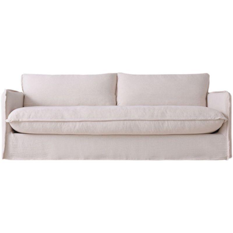 Contemporary Linen Square Arm Standard Sofa with Loose Back for Living Room, White Clearhalo 'furn' 'furn_sofas' 'Furniture' 'furniture_sofas' 'kitchen' 'kitchen_sofas' 'Living Room Furniture' 'Sofa' 'sofas' 1200x1200_dae18c14-ec65-4516-b1b7-603f4b152b7f