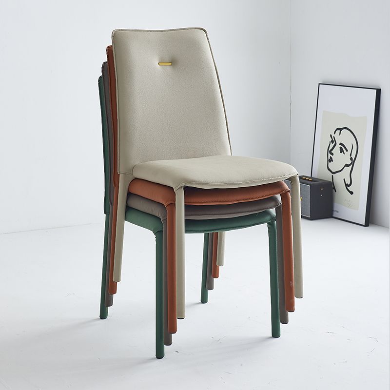 Modern Style Leather Dining Chairs Solid Back Stackable Side Chair for Home Use (Set of 2) Clearhalo ' kitchen&dining_furn' 'Dining Chairs' 'Dining Tables & Seating' 'dining_chair' 'furn' 'furn_dining_chair' 'Furniture' 'furniture_dining_chair' 'Kitchen & Dining Furniture' 'kitchen' 1200x1200_dae19541-b28f-4600-b2c9-d765a8a7ae65