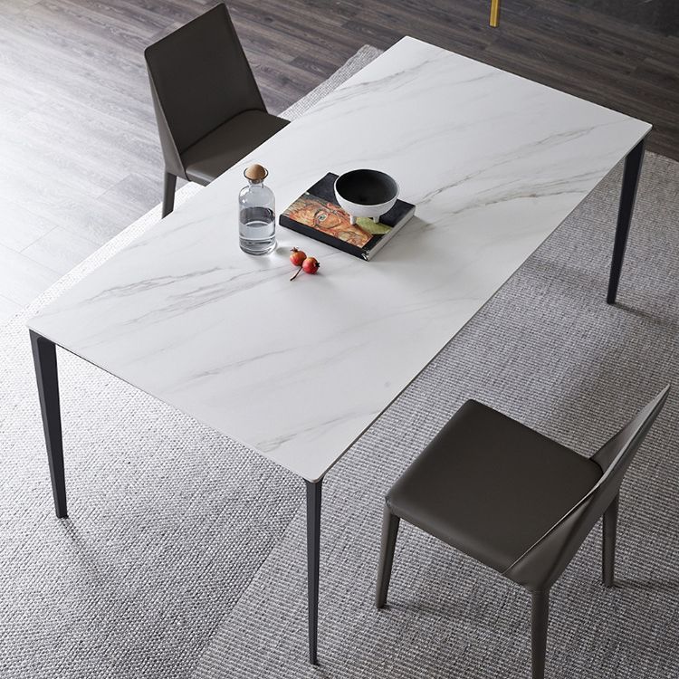 Stone Top Dining Table Contemporary Dining Table with 4 Black Legs Clearhalo 'Dining Tables & Seating' 'Dining Tables' 'dining_table' 'furn' 'furn_dining_table' 'Furniture' 'furniture_dining_table' 'Kitchen & Dining Furniture' 'kitchen' 'kitchen_dining_table' 1200x1200_dae2300c-d506-4f76-b95e-67f0c4a7c819