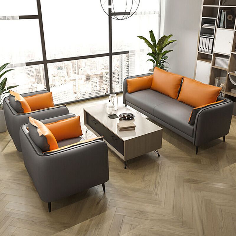 31.49 "H Faux Leather Contemporary Tuxedo Arm Sofa Standard Sofa