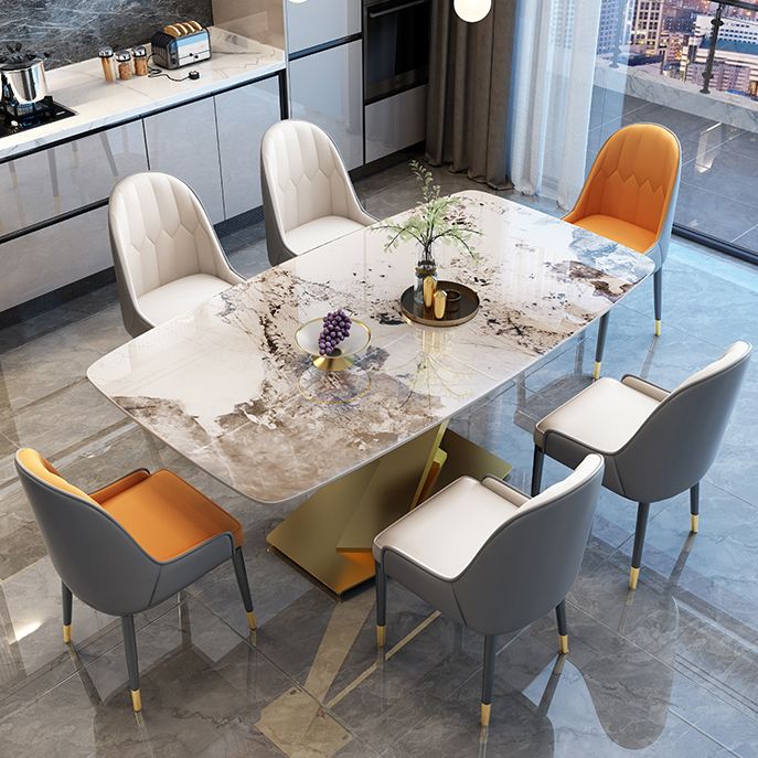 Table à manger piédestal de base en or