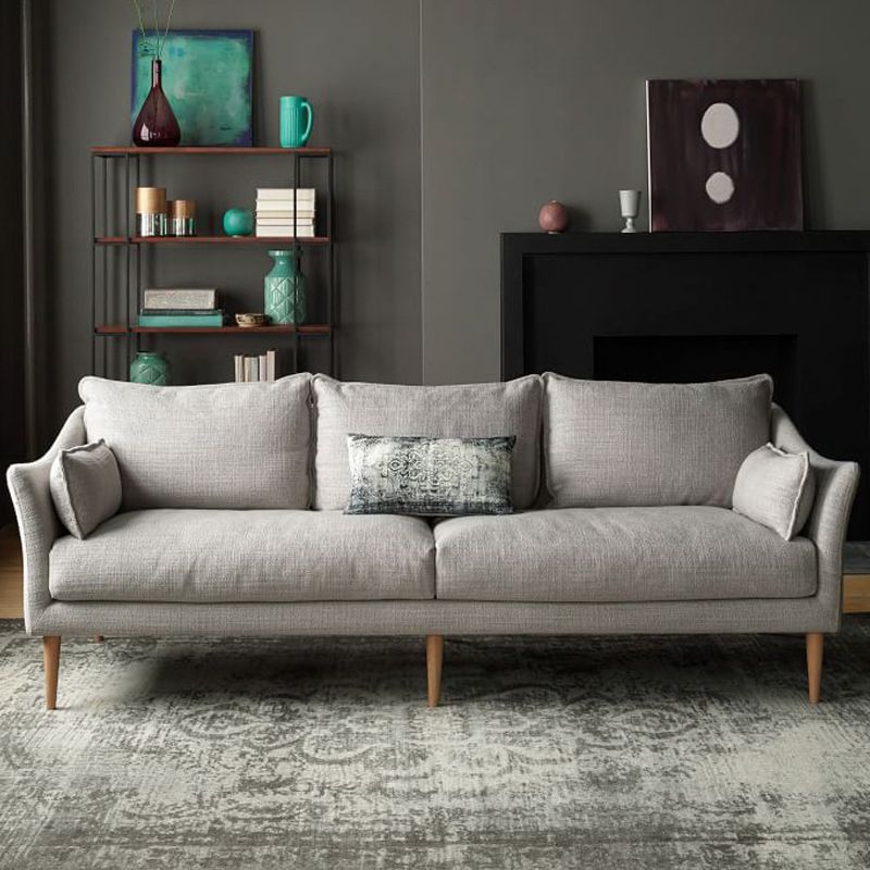 Linen Modern Sloped Arm Sofa Wooden Standard Sofa for Living Room, Apartment Clearhalo 'furn' 'furn_sofas' 'Furniture' 'Living Room Furniture' 'Sofa' 'sofas' 1200x1200_dae57ec6-c629-4b2a-a138-e52df363a98b