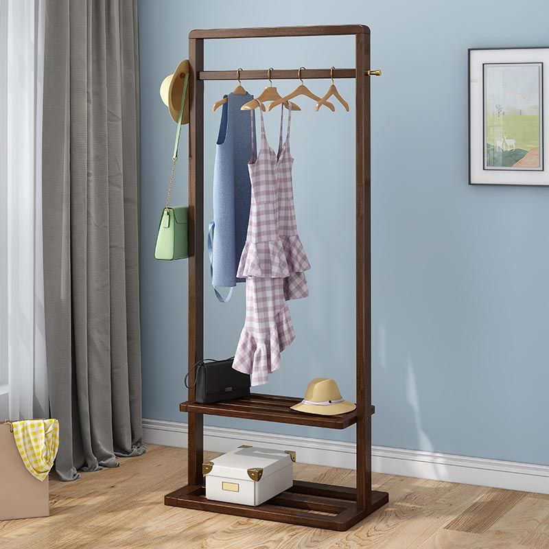 Contemporary Bedroom Wardrobe Solid Wood Shelves Storage Armoire for Home
