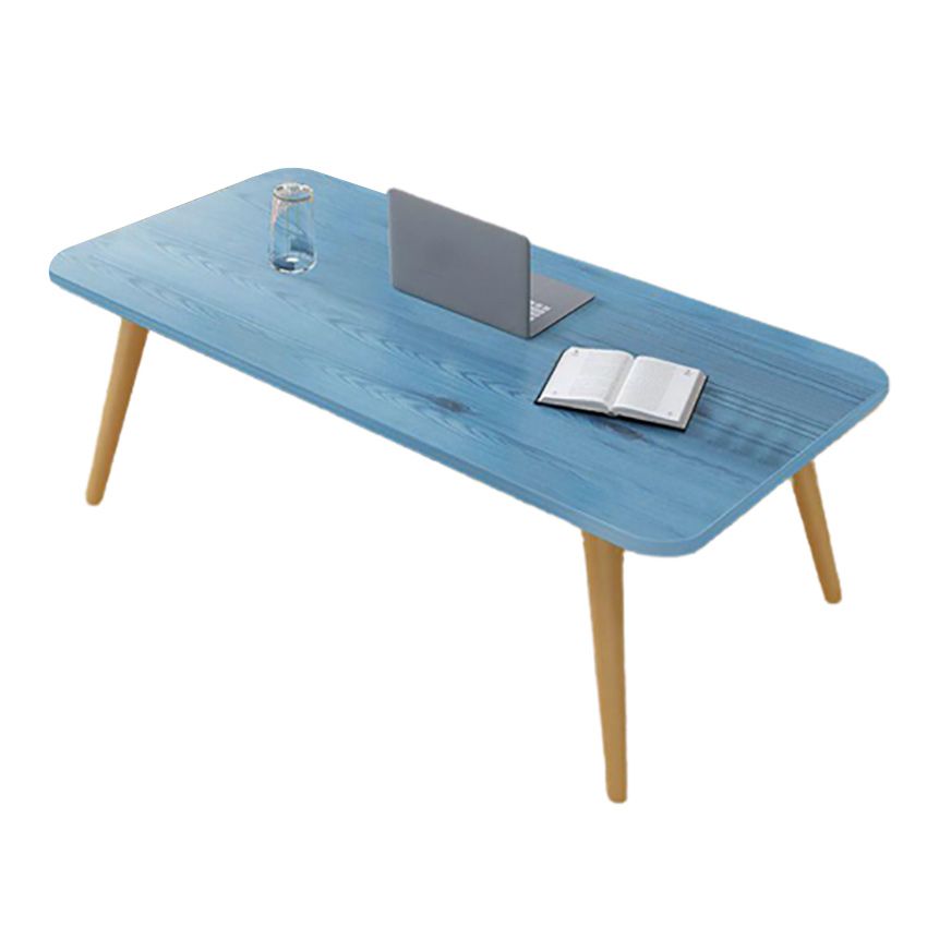Mesa de cóctel rectangular de madera sólida con 4 patas y tapa de madera