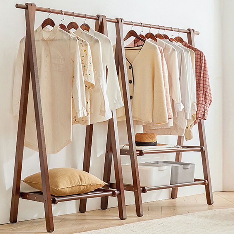 Rack de manteau de style moderne en bois massif en bois de manteau autoportant avec étagère