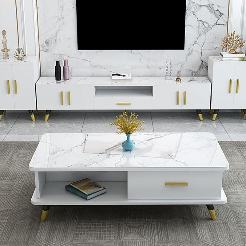 Open Storage 18" H TV Stand , Faux Wood TV Stand Console in Grey / White Clearhalo 'furn' 'furn_tv_stands_entertainment_centers' 'Furniture' 'Living Room Furniture' 'TV Stands & Entertainment Centers' 'TV Stands & Media Storage Furniture' 'tv_stands_entertainment_centers' 1200x1200_daec2e76-fb7d-4f91-b028-c6faf583ae6a