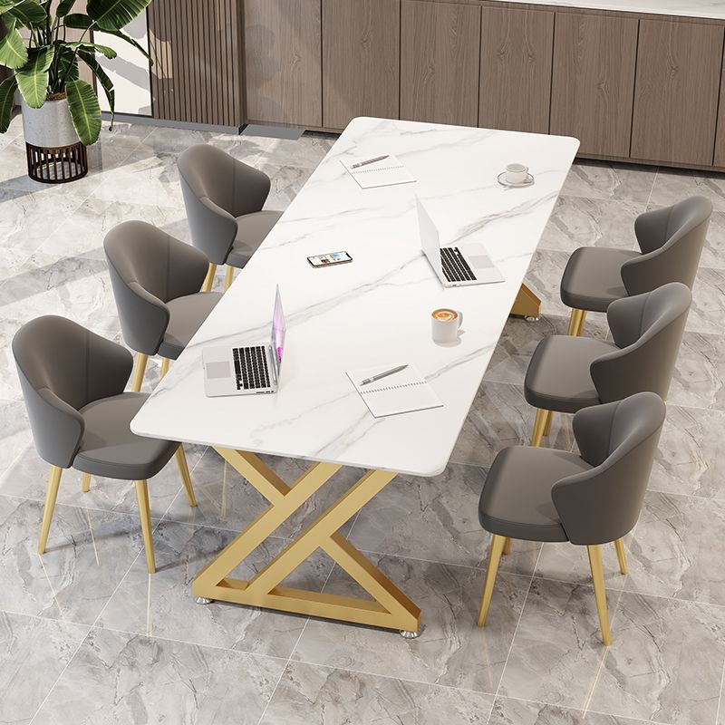 Bureau de bureau rectangulaire de style moderne Bureau de base de traîneau en pierre fritté