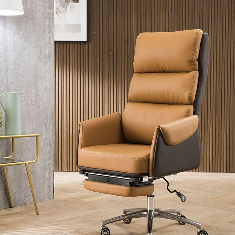 Modern Slide High Back Office Chair Leather Executive Chair with Footrest Clearhalo 'furn' 'furn_office_chair' 'Furniture' 'Office Chairs' 'Office Furniture' 'office_chair' 1200x1200_daec7c08-a8f8-480a-9205-9fe99eeb1d9c