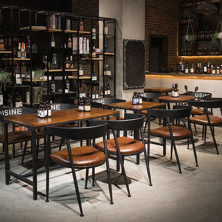 Metal Open Back Dining Chairs Industrial Upholstered Dining Chairs