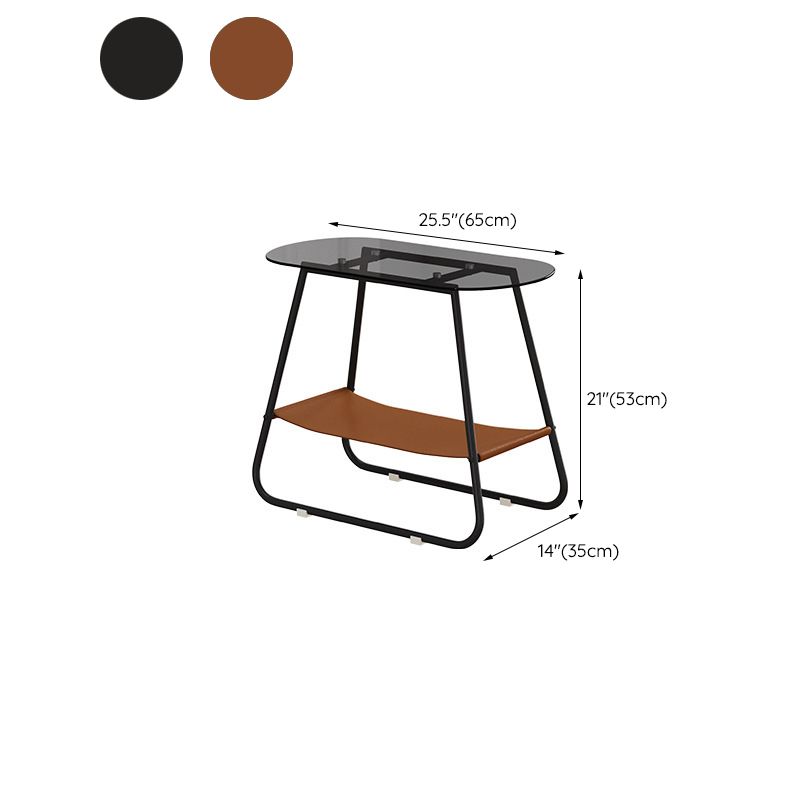 Moderia de vidrio de vidrio de vidrio con almacenamiento de mesa lateral de doble nivel ovalado