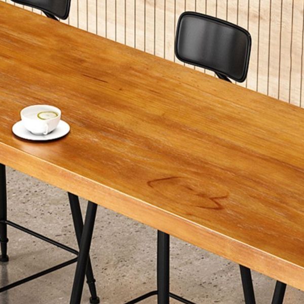 Metal Frame Industrial Bistro Table Brown Pine Wood Top Bar Table Clearhalo 'Bar Furniture' 'Bar Tables' 'bar_tables' 'furn' 'furn_bar_tables' 'Furniture' 'Kitchen & Dining Furniture' 1200x1200_daef127d-6781-49a6-b932-e12972018c09