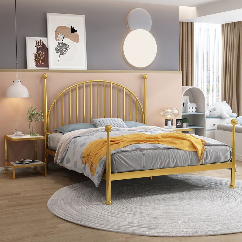 Vier Posterbett, gewölbter Spindel Kopfteil, 47 -Zoll -Hochglamstil