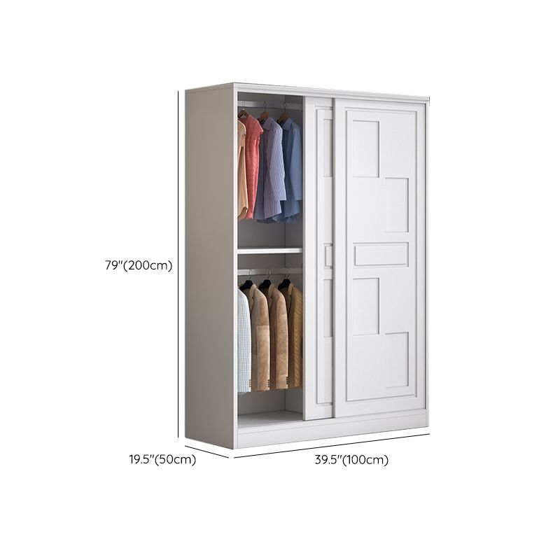 Modern Freestanding Wardrobe Armoire, 2-door Manufatured Armoire with Shelves in White Clearhalo 'Armoires & Wardrobes' 'armoires_wardrobes' 'Bedroom Furniture' 'furn' 'furn_armoires_wardrobes' 'Furniture' 1200x1200_daf20038-c6c8-407a-9d28-6baedc25d8cc