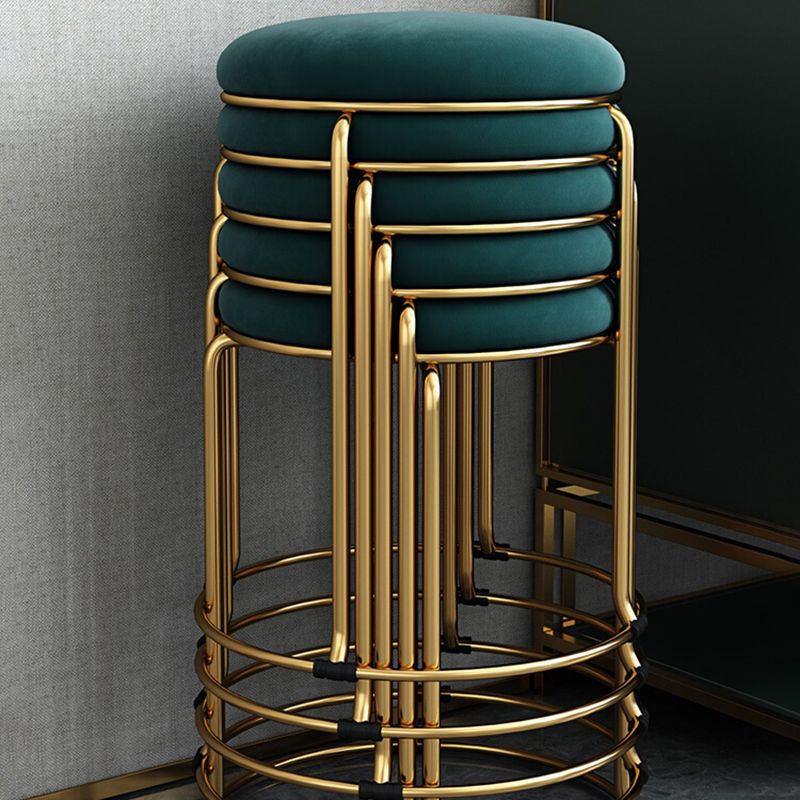 Round Standard Ottoman Mildew Resistant Solid Corduroy Glam Ottoman