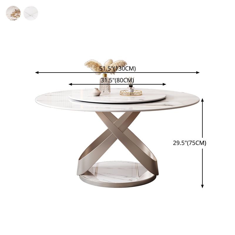 Round Furniture Luxury Style Stone Pedestal Dinner Table with Turntable Clearhalo ' dining_table' 'Dining Tables & Seating' 'Dining Tables' 'furn' 'furn_dining_table' 'Furniture' 'furniture_dining_table' 'Kitchen & Dining Furniture' 'kitchen&dining_furn' 'kitchen' 'kitchen_dining_table' 1200x1200_daf24b87-5a21-45f4-bdba-a3da72a86725