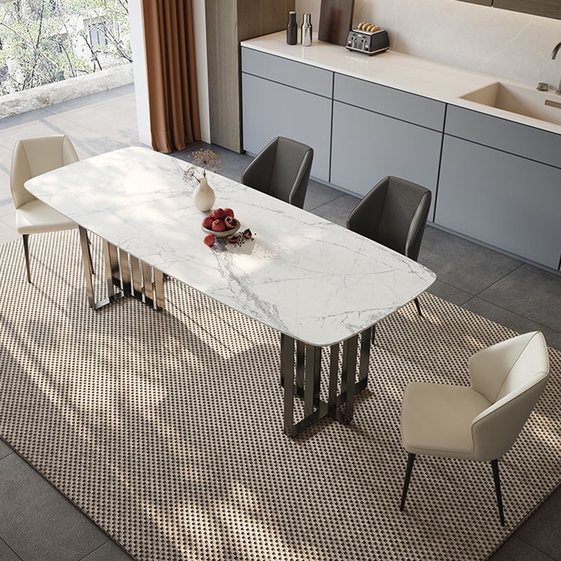 Dinner Table Stone Top Modern Double Pedestal Dining Table without Chair Clearhalo 'Dining Tables & Seating' 'Dining Tables' 'dining_table' 'furn' 'furn_dining_table' 'Furniture' 'Kitchen & Dining Furniture' 1200x1200_daf38cb6-655a-43bf-a7e9-c18f4530822f