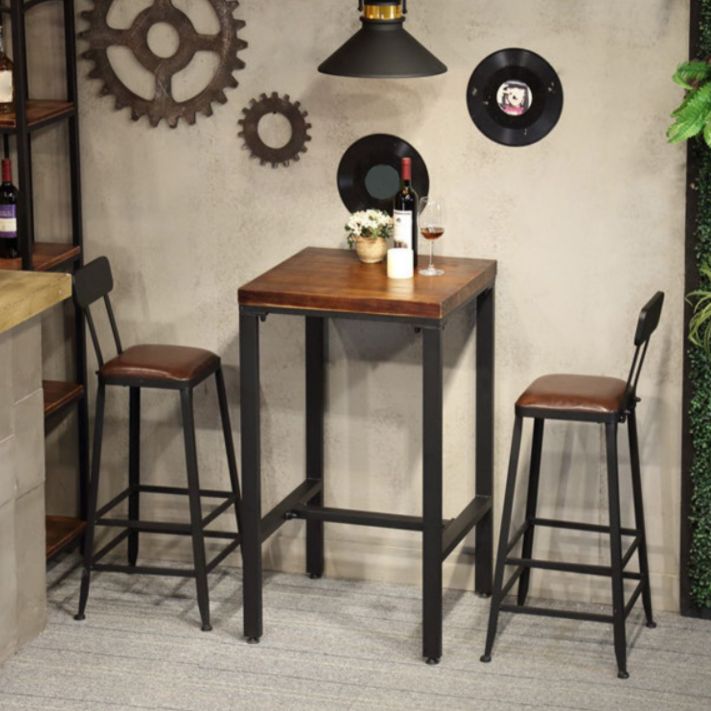 Juego de mesa de Bar Industrial de 1/3/4/5 piezas, mesa cuadrada de madera de pino para cafetería