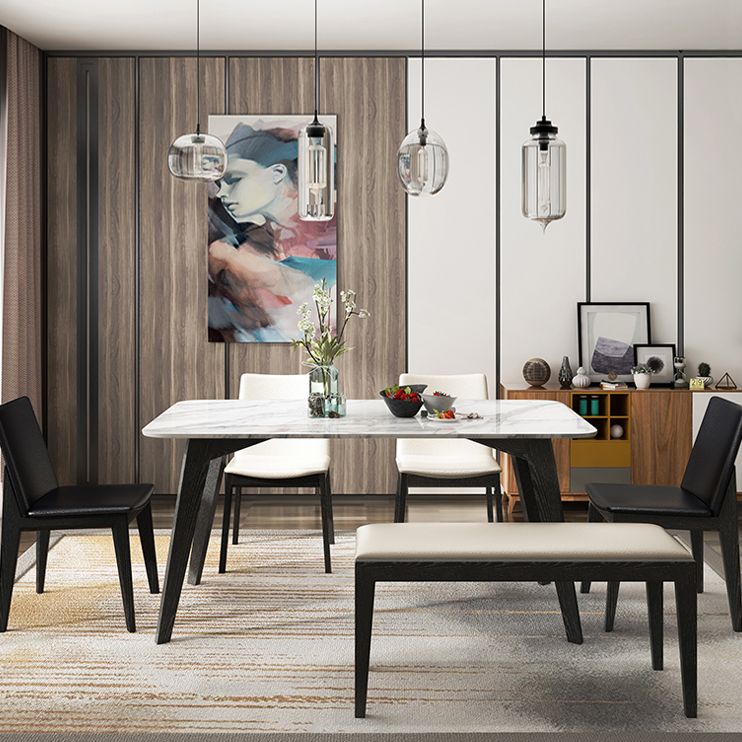 Sintered Stone White Dining Table Retro Modern 4 Legs Table for Dining Room Clearhalo ' dining_table' 'Dining Tables & Seating' 'Dining Tables' 'furn' 'furn_dining_table' 'Furniture' 'furniture_dining_table' 'Kitchen & Dining Furniture' 'kitchen&dining_furn' 'kitchen' 'kitchen_dining_table' 1200x1200_daf4b08a-93cf-4355-87c4-f5b7267bfbb1
