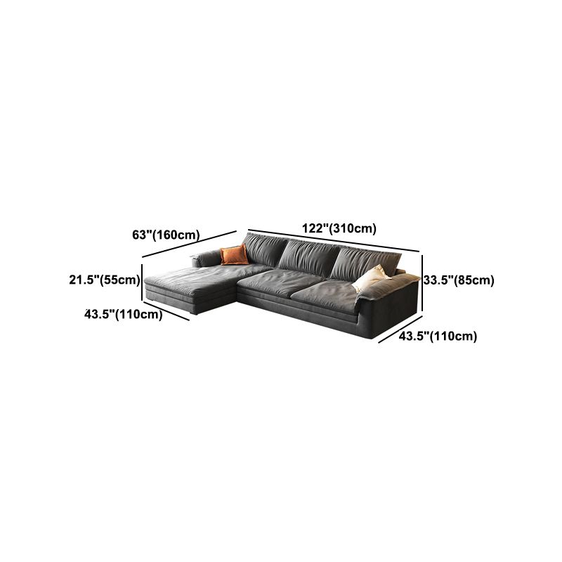 Modern Cushion Back Grey Sectionals 33'"  Pillow Top Arm Sectionals