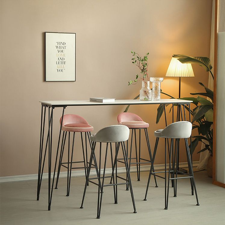 Stone Bar Dining Table Industrial Bar Dining Table with 4 Black Legs Clearhalo 'Bar Furniture' 'Bar Tables' 'bar_tables' 'furn' 'furn_bar_tables' 'Furniture' 'furniture_bar_tables' 'Kitchen & Dining Furniture' 1200x1200_daf58d84-52ee-4e96-84e7-c977623fd2ad