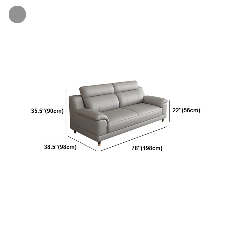 Light-grey Contemporary Sofa Genuine Leather Living Room Sofa & Chaise Clearhalo 'furn' 'furn_sectionals' 'Furniture' 'Living Room Furniture' 'Sectionals' 1200x1200_daf892a6-0a97-4f26-b2c6-564ce1cc9475