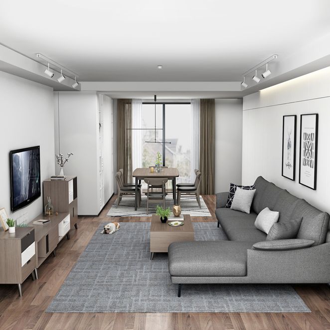 Rectangle Whit Oak Wooden Table Modern Dining Table with 4 Legs in Walnut Clearhalo ' dining_table' 'Dining Tables & Seating' 'Dining Tables' 'furn' 'furn_dining_table' 'Furniture' 'furniture_dining_table' 'Kitchen & Dining Furniture' 'kitchen&dining_furn' 'kitchen' 'kitchen_dining_table' 1200x1200_daf8df66-c64c-4f34-a194-b582d9246e8e