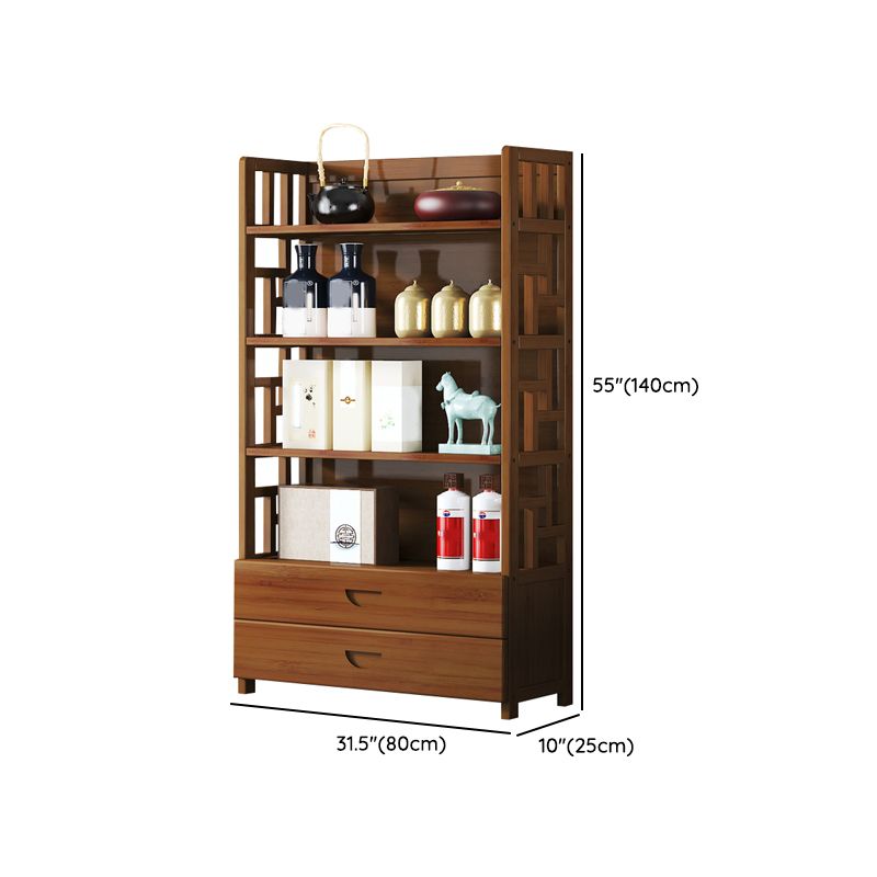 Hedendaags bruin bamboe buffet dressoir open opslagbuffettabel met 2-laden