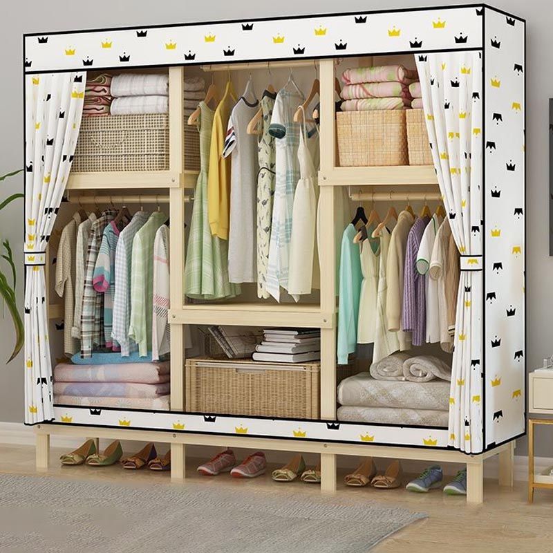 Eigentijdse stijl garderobe massief hout 1-deuren garderobe kast met stoffen staaf