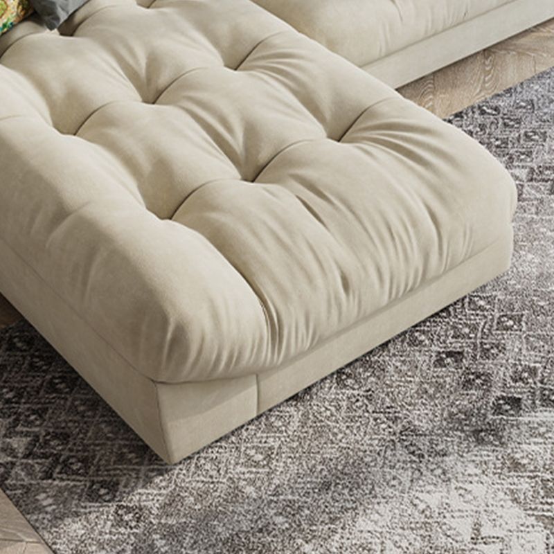 Cream-white Sectional down Padded Tufted Back Tech/flannelette Sofa