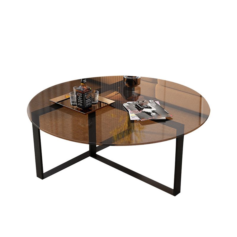 17" Wide Contemporary Coffee Table Round Glass Top Cocktail Table Clearhalo 'Coffee & Accent Tables' 'Coffee Tables' 'coffee_tables' 'furn' 'furn_coffee_tables' 'Furniture' 'Living Room Furniture' 1200x1200_dafbc778-9ed3-4ce4-9f98-b1130b91233e