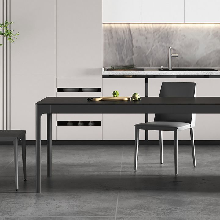 Modern Style Sintered Stone Dining Room Dinner Kitchen Table Black Rectangle Table Clearhalo ' dining_table' 'Dining Tables & Seating' 'Dining Tables' 'Furniture' 'furniture_dining_table' 'Kitchen & Dining Furniture' 'kitchen&dining_furn' 'kitchen' 'kitchen_dining_table' 1200x1200_dafc14a5-0ea3-483f-b081-4f6cc7d99fc1